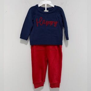 Kids Navy and Red Sweatpants Set